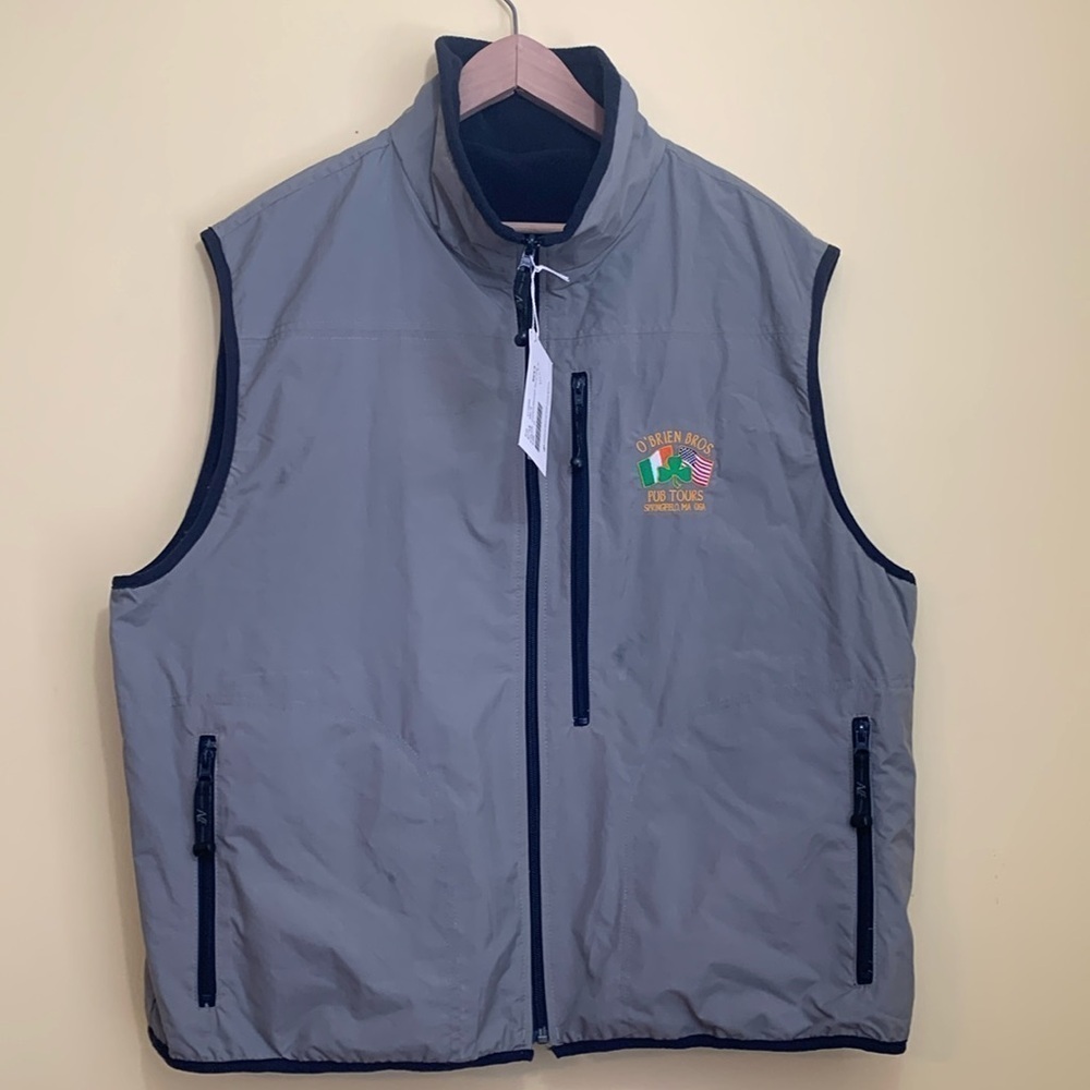 North End NWT Fleece Nylon Reversible O’Brien Bros Pub Tours Ezem Zipper Vest XL - Picture 3 of 17